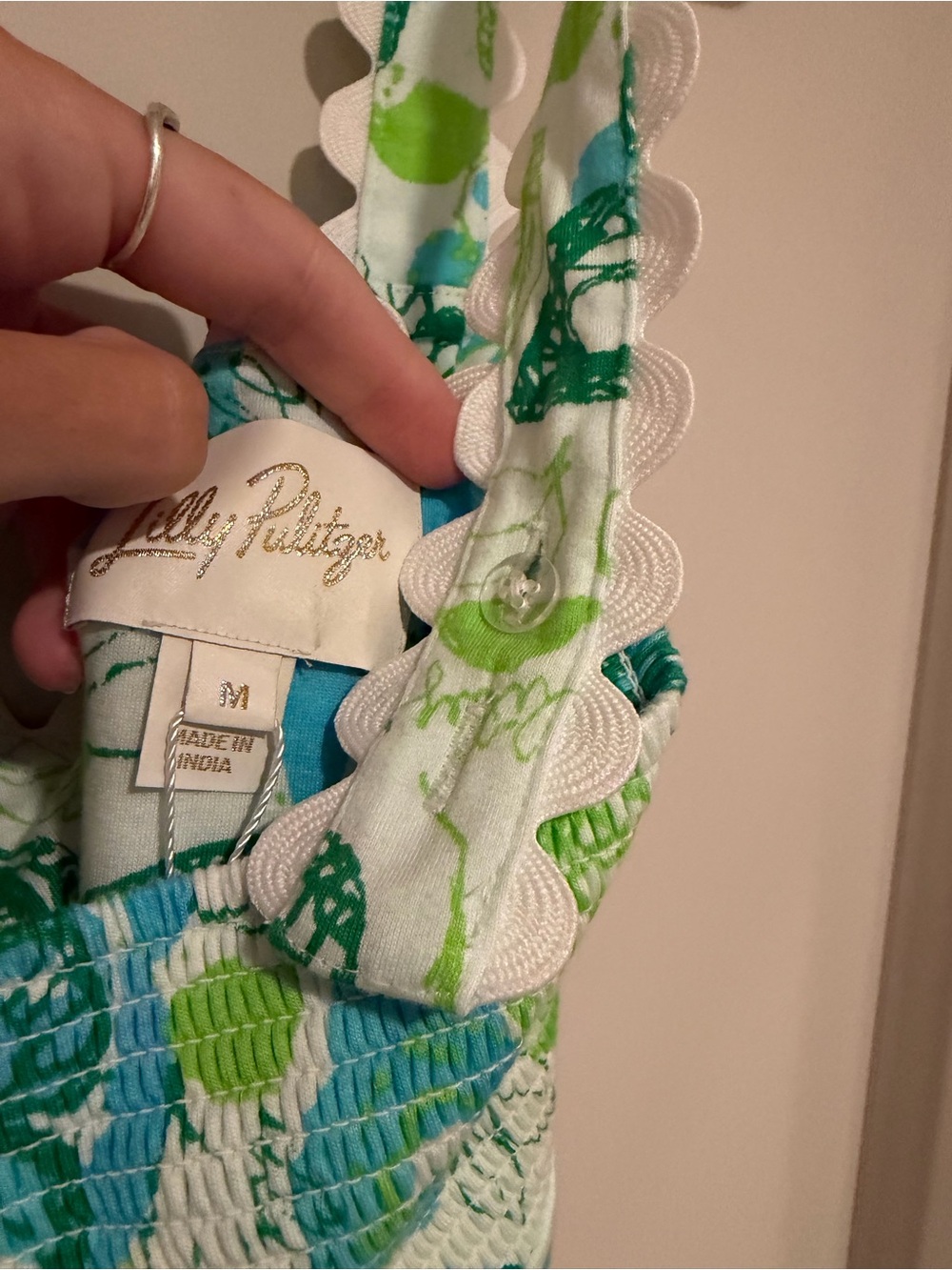 Lilly Pulitzer Green & Blue Floral Dwyer Midi Dress in Resort White Monarch Rose - Picture 3 of 6